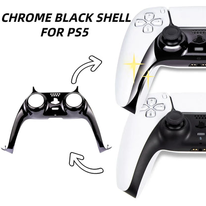 Chrome Black Glossy Chrome DIY Replacement Controller Shell for PS5 Custom Plates Cover Compatible Upgrade For PS5 Slim