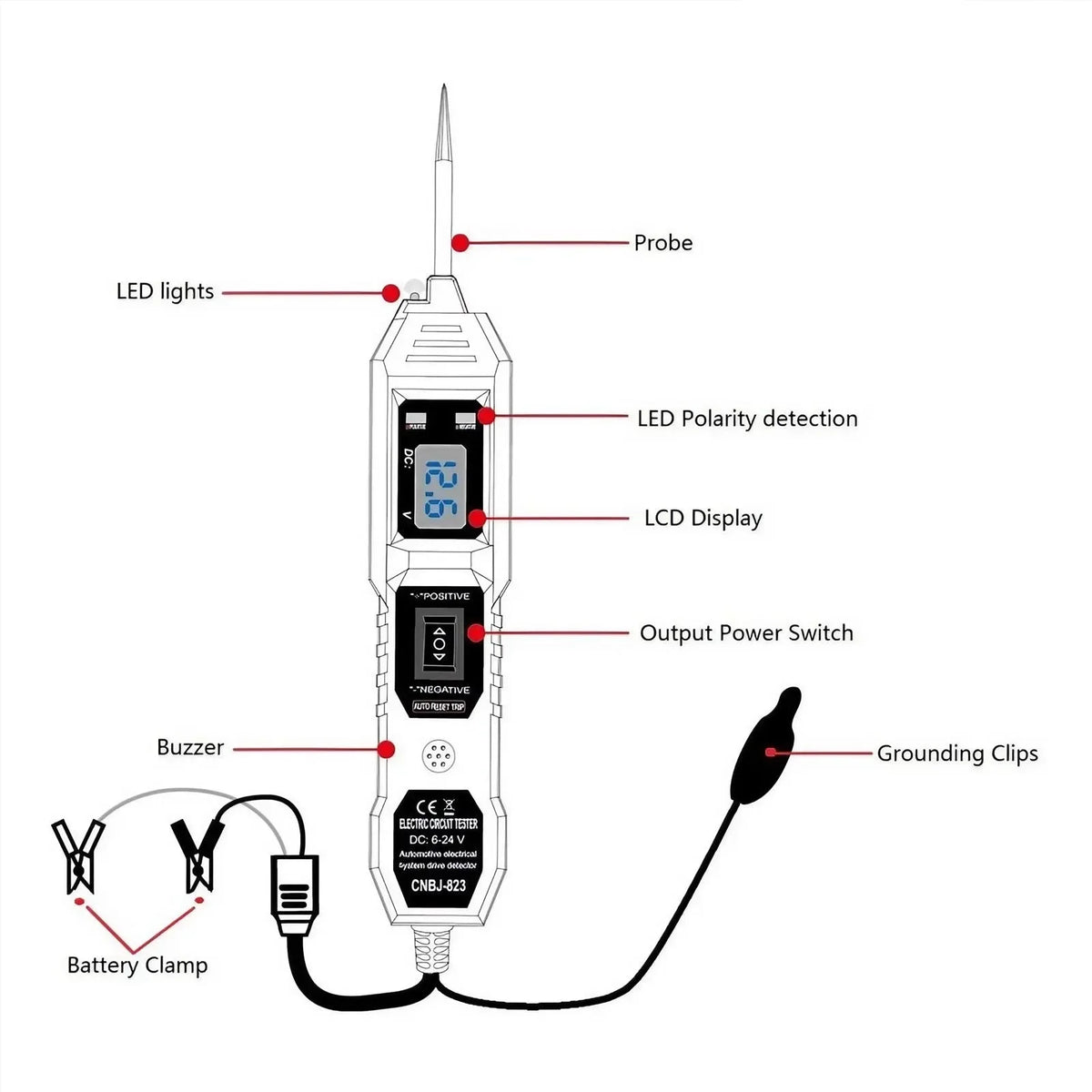 Automotive Diagnostic Tool Short Open Circuit Finder Cable Tracker Digital Wire Tracer Car Electrical Circuit Breaker Tester Locator Professional Breakpoint Fault Diagnosis Device for Truck Vehicle Electrical System Repair Ma