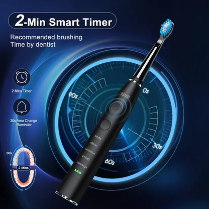 Seago Electric Toothbrush USB Rechargeable Adult 360 Days Long Battery Life IPX7 4 Replacement Heads Travel Box SG-575 - Urbizia