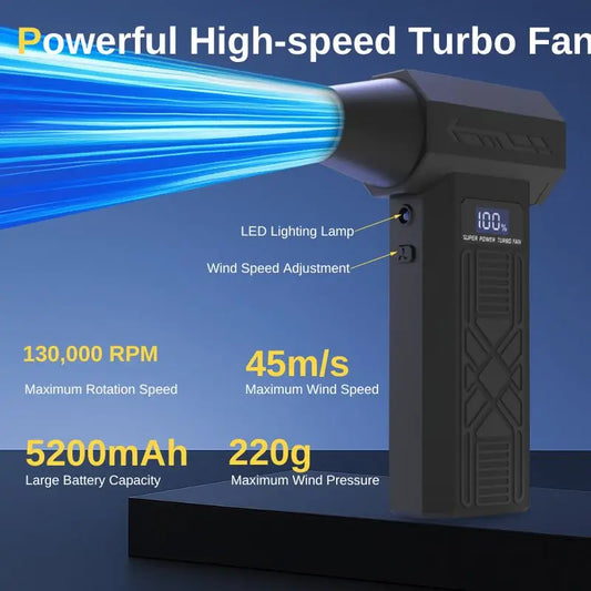 120,000 RPM Electric Turbine Blower, Portable Cordless Hair Dryer, Deep Cleaning Tool for Cars/Electronics/Home