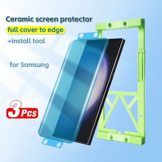 3pcs Ceramic Hydrogel Film For Samsung Galaxy S26 S25 Ultra S24 S23 S22 S21 S20 Plus/Ultra Screen Protector +Install Kit
