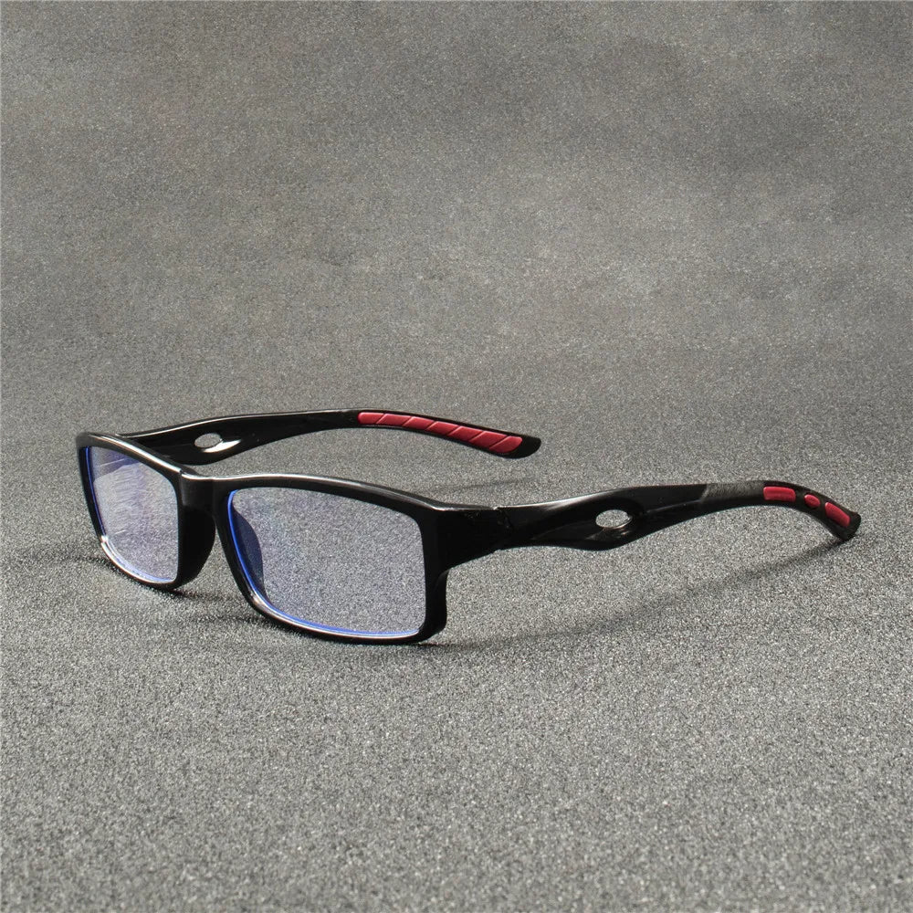5PCS Sport Style Non-Prescription Reading Glasses Anti-Blue Light Rectangular Full Rim Eyewear, PC Frame Material