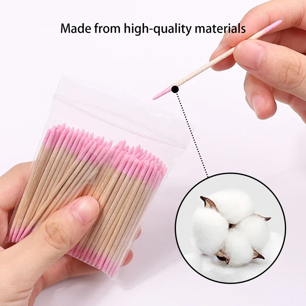 1/2/5/10PCS Nails Disposable Wood Cotton Swab Double Head Clean Sticks Manicure Cuticle Pusher Nail Polish Remover Art Tool
