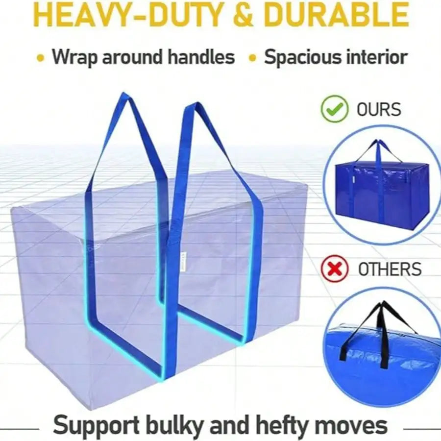 6 Pack Extra Large Moving Bags With Zippers & Carrying Handles, Heavy-Duty Storage Tote Moving Boxes For Space Saving