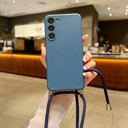 Liquid Silicone Crossbody Lanyard Phone Case for Samsung