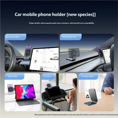 Ultrathin Magnetic Car Phone Holder Adjustable Foldable Anti shake Vehicle Navigation Stand Universal for Car and Desktop