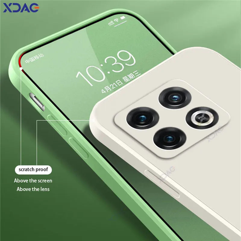 Luxury Cover for OnePlus 10 Pro OnePlus10Pro 5G Square Liquid Silicone Phone Case One Plus OnePlus10 10Pro Double Liner Soft Bag