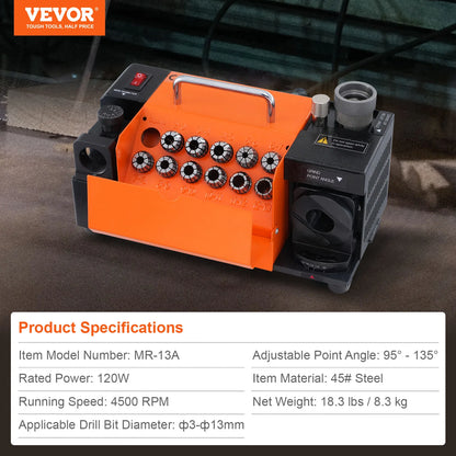 SucceBuy Drill Bits Sharpener MR-13A MR-13B MR-20G Mill Grinder Portable Sharpening Machine with 18/11 Collets For Workshop