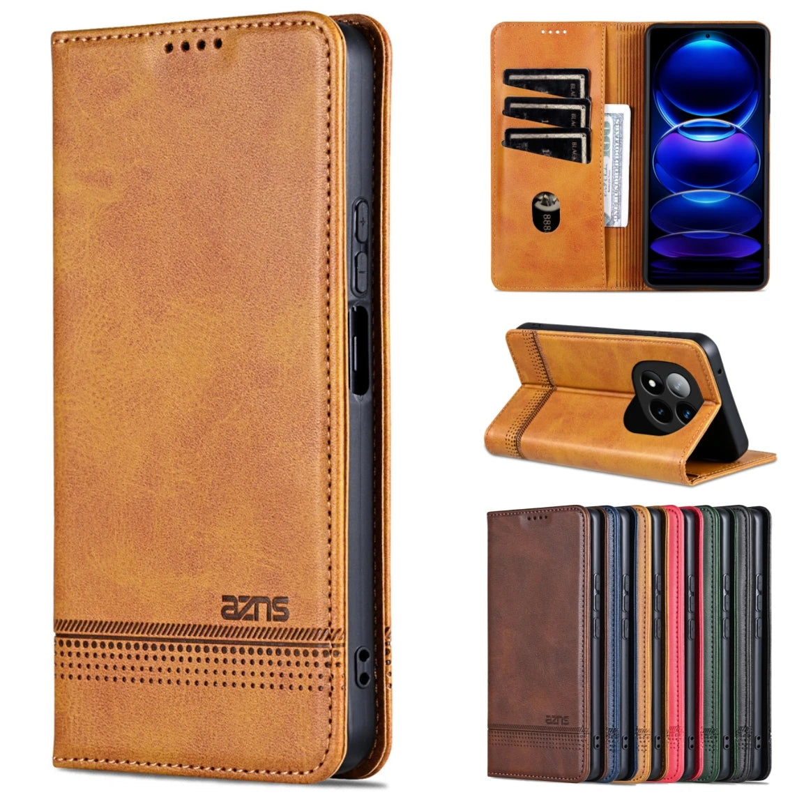 Luxury Magnetic Flip Leather Phone Case For Mi Redmi Note 15 14 13 12 Pro Plus 15C 14C 13C 12C Cards Solt Wallet Bag Book Cover