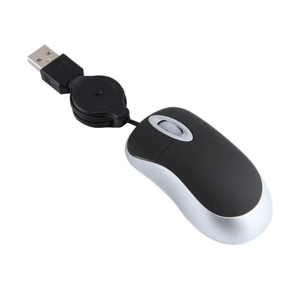 Mini Portable Wired Retractable Mouse Computer Mause Small Hand USB Optical 1000 DPI Office Mice for PC Laptop Notebook for Kids