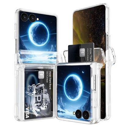 Phone Case for Samsung Galaxy Z Flip 8 7 6 5 4 3 Flip8 Flip7FE Card Slot Hinge Full-pack Anti-Drop Shockproof Protection Cover
