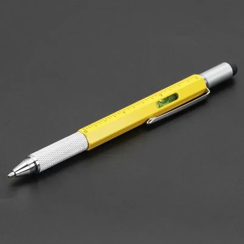 7 in 1 Multifunctional Pen Touch Screen Stylus Capacitive Pen with Screwdriver Ruler Levelgauge Refillable Ballpoint Pencil Tool - Urbizia
