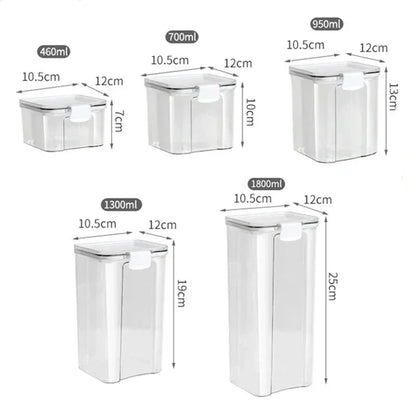 Airtight Kitchen Storage Jar Set – 5 Size Grain Containers