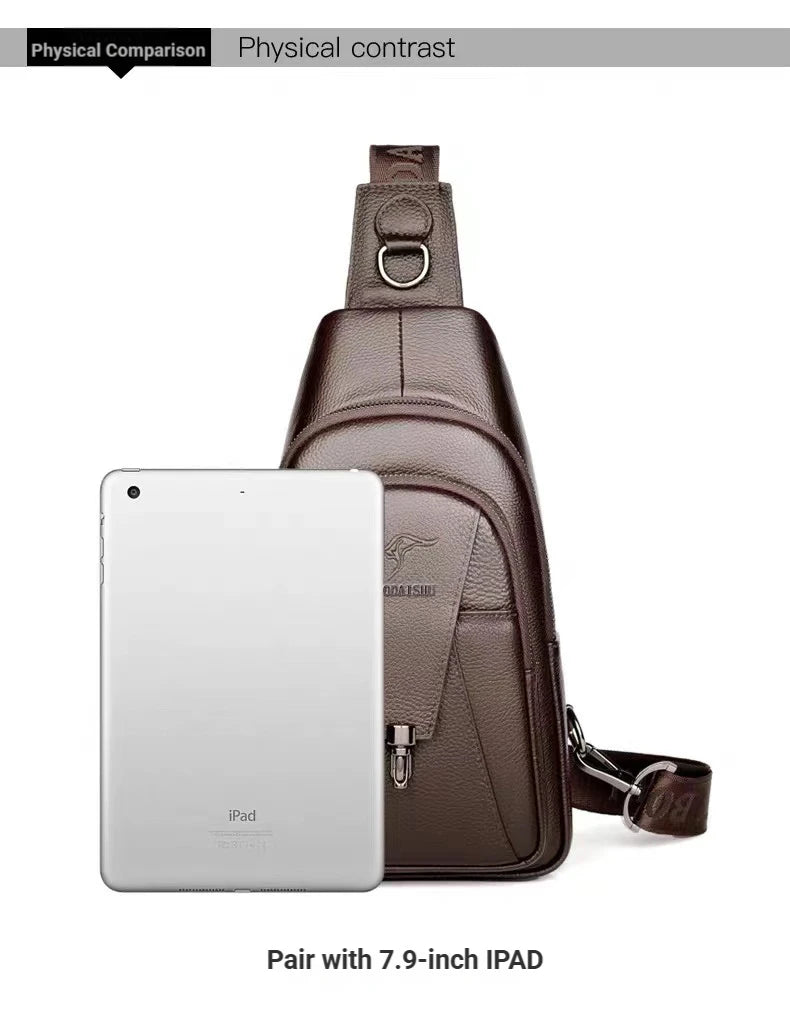 Men's Pu Leather Chest Bag, Crossbody Sling Bag Waterproof Lightweight Anti-Theft Waist Pack for Running Travel