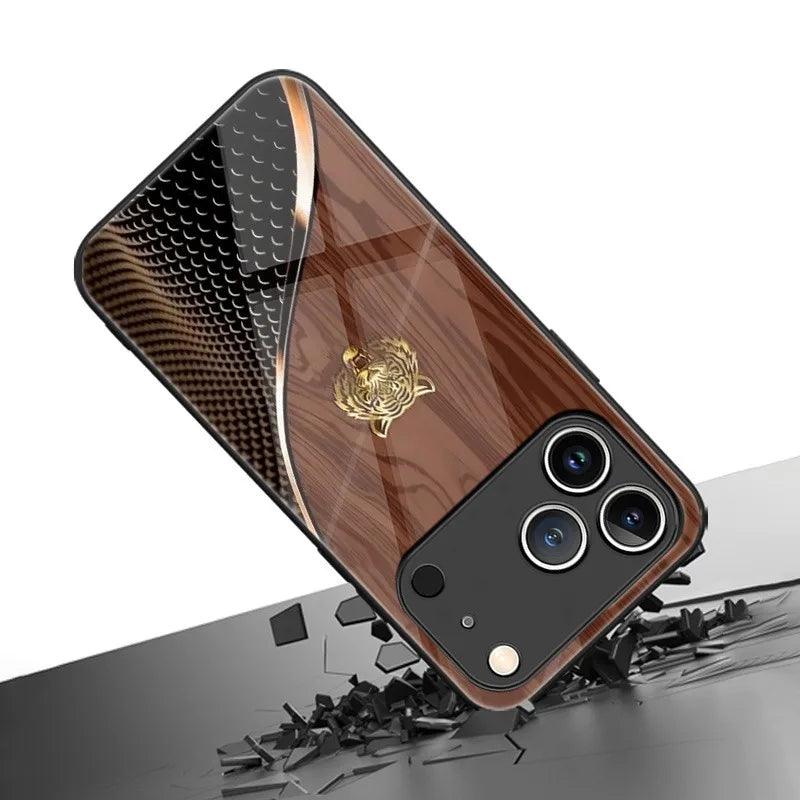 iPhone Tiger Wood Grain Glass Case – Full Coverage