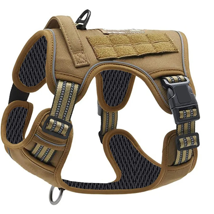 Large Dog Harness Collar Leash Molle Pouches Pet German Shepherd Malinois Training Walking Vest Dog Harnesses for Medium Dogs