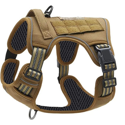 Large Dog Harness Collar Leash Molle Pouches Pet German Shepherd Malinois Training Walking Vest Dog Harnesses for Medium Dogs