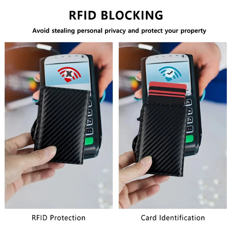 RFID Protection Credit Card Holder Carbon Fiber Id Bank Cardholder Coin Purse Minimalist Men Wallet Carteira Masculina Money Bag