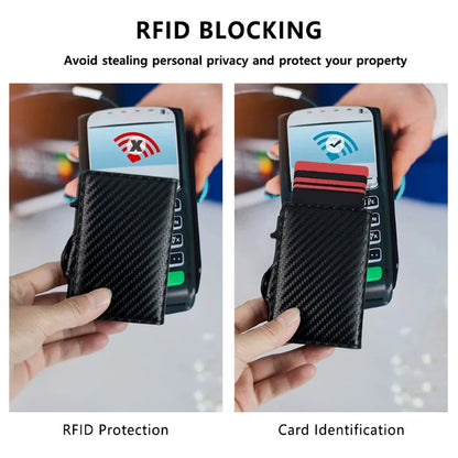 RFID Protection Credit Card Holder Carbon Fiber Id Bank Cardholder Coin Purse Minimalist Men Wallet Carteira Masculina Money Bag