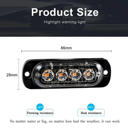 12V 24V Led Strobe Warning Light Emergency Stroboscope Grille Flashing Light bar Truck Car Beacon Lamp Amber Traffic Light Amber - Urbizia