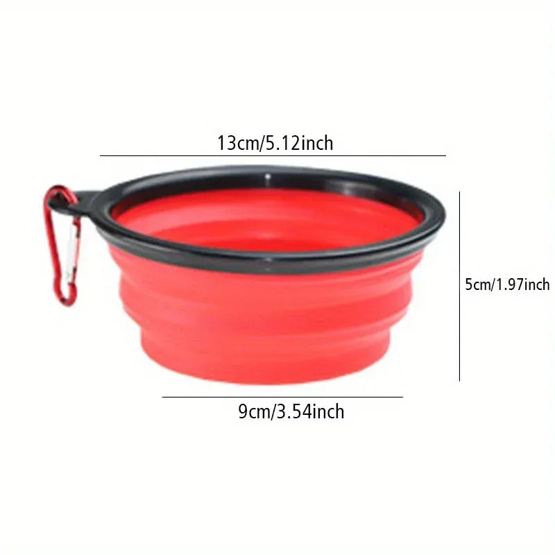 Dog Folding Bowl Portable Dog Travel Bowl Dog Food Water Bowl for Outdoor Walking Silicone Dog Food Water Bowl with Bowl Lip - Urbizia