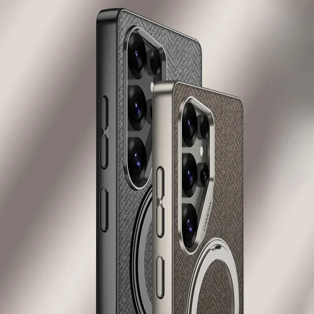 For Samsung Galaxy S26 S25 S24 S23 Ultra 360° Rotating Ring Bracket Holder Phone Case Kistand PU Leather Protective Cover