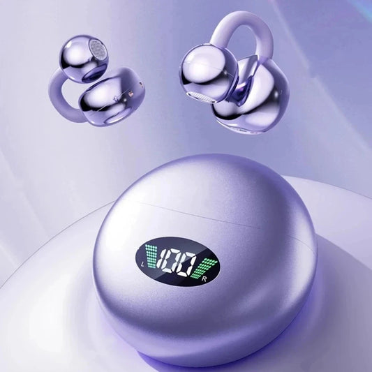 Ariettie Q71 Clip-On Bluetooth Earbuds with LED Display