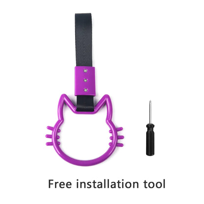 JDM Auto Accessories Cat Tsurikawa Ring Handle Hand Strap Loops Bumper Bus Car Drift Charm Warning Tag