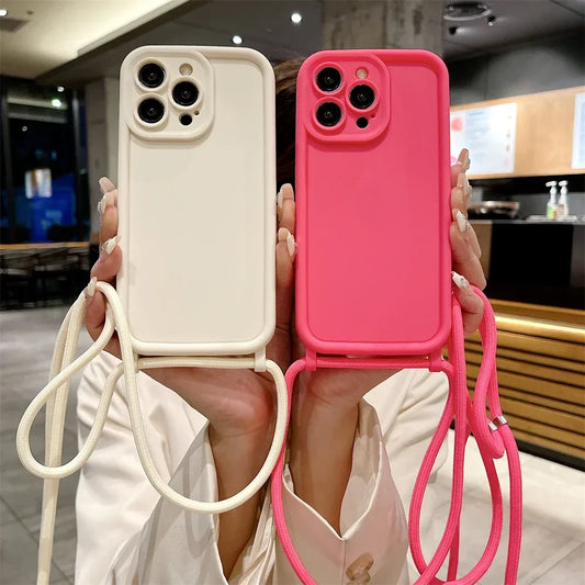 Crossbody Adjustable Lanyard Soft Case for iPhone