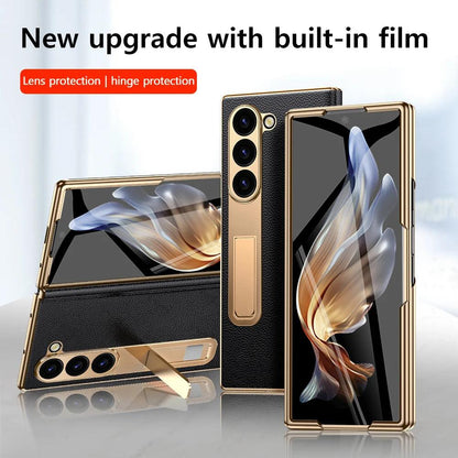 Samsung Galaxy Z Fold 3–7 Genuine Leather Magnetic Case with Kickstand