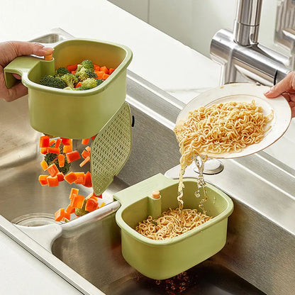 Kitchen Sink Filter Basket – One-Click Press Drain Storage Rack