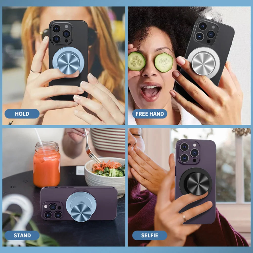 Aluminum Socket Magnetic Phone Ring Grip For iPhone 15 14 13 12 Series Foldable Phone Holder strong Magnet Grip Holder