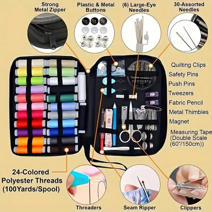 95-Piece Sewing Kit, Portable Emergency Repair Kit With Threads, Needles & Needle Threader, Basic Travel Sewing Set For Home & Beginners