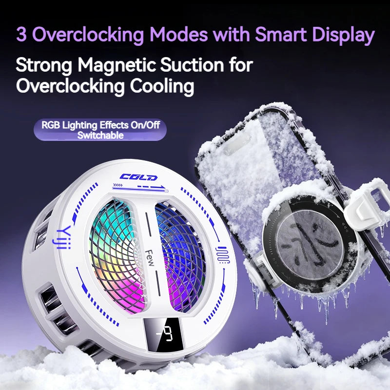 Semiconductor Phone Cooler with Digital Display & RGB Lights