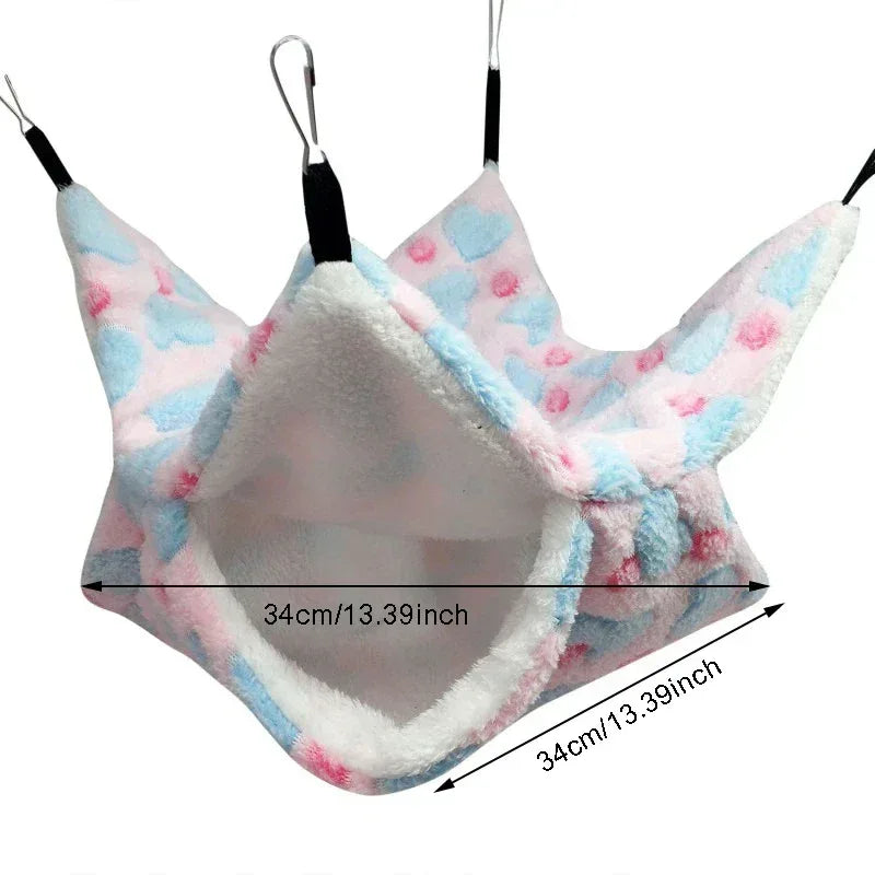 1/2 pcs Hamster Hideout Cage Print Fleece Guinea Pig Sugar Glider Sleeping Bed Rodent Hammock Rat Little House Animals Supplies - Urbizia