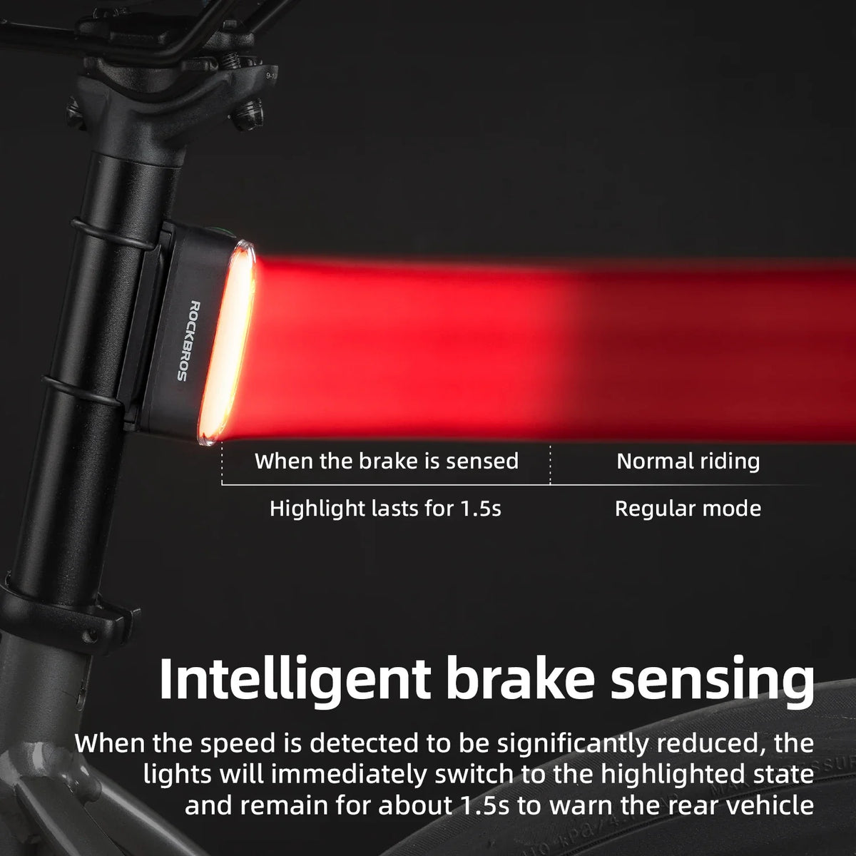 ROCKBROS Bicycle Rear Light Magnetic Bike Tail Light IPX6 Waterproof 7Lighting Mode Smart Brake Sensor Rear Light Bike Accessory