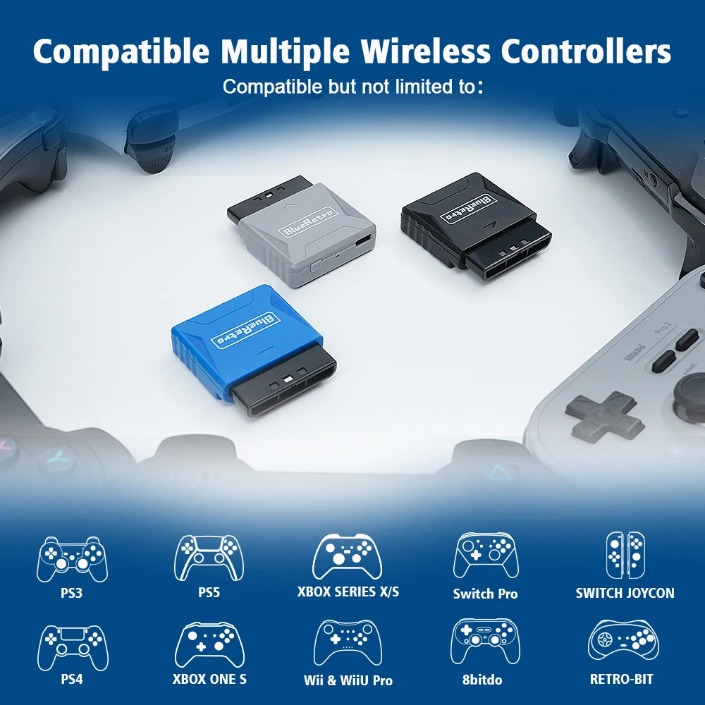 RetroScaler Mini Blueretro Receiver Adapter for PS1 PS One PS2 Compatible with 8bitdo PS4 PS5 Xbox Series X Wireless Controller