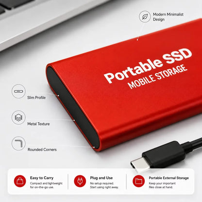 Portable External SSD – USB 3.0 & Type-C Storage Drive