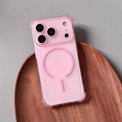 Luxury Magnetic Translucent Airbag Bumper Case For iPhone 17 14 15 13 16 Pro Max 17Pro Cases For Magsafe Shockproof Back Cover