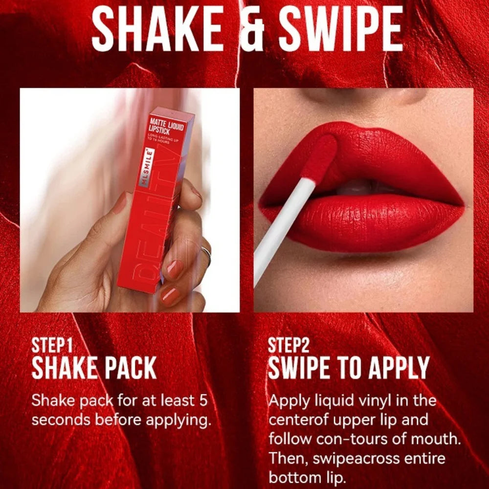 MLSMILE 6-Color Velvet Matte Lip Gloss – Long-Lasting & Waterproof