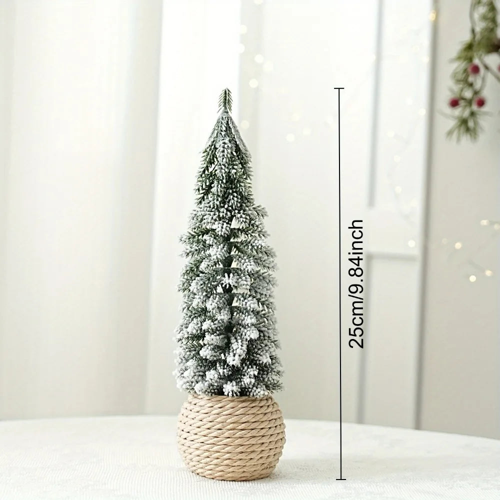 4Pcs Mini Artificial Christmas Tree Set – Snow Pine Tabletop Décor