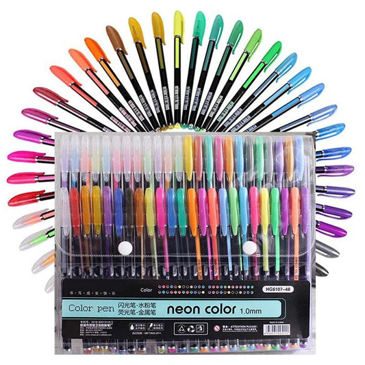 12/24Pcs Metallic Glitter Colors Gel Pens & Pen Refills For School Office Adult Coloring Book Journals Drawing Art Markers