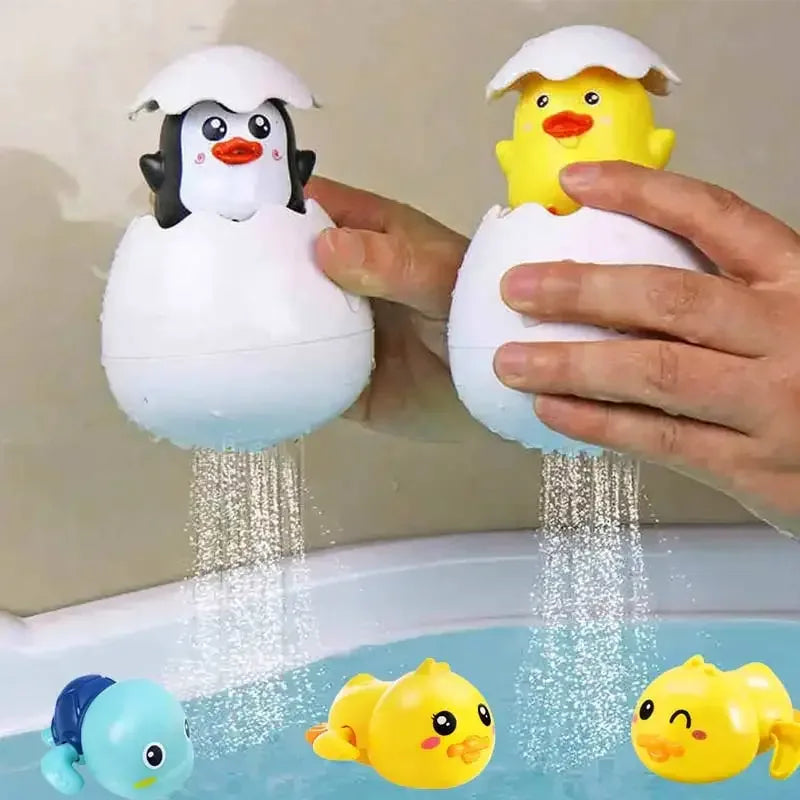 Baby Water Spray Bathing Toys – Duck, Penguin & Egg Set - Urbizia