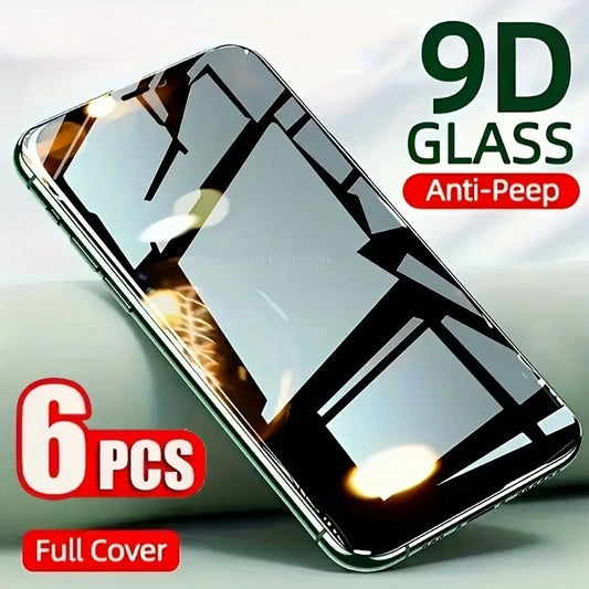 9D Anti-Spy Privacy Tempered Glass 6-Pack iPhone