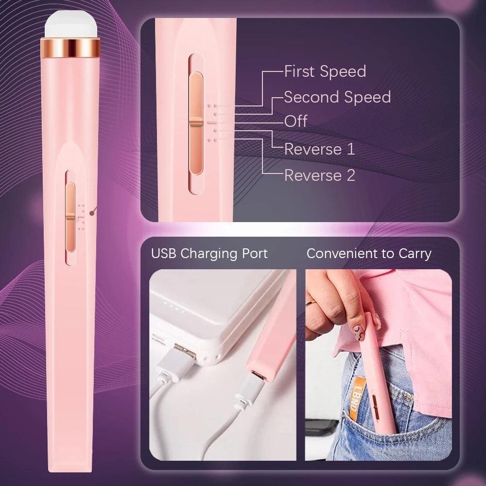YIKOOLIN 5 in 1 Electric Nail File Electric Nail Drills with LED Light 4 Speed Cordless Nail Drill Care Hand Manicure Tool Set
