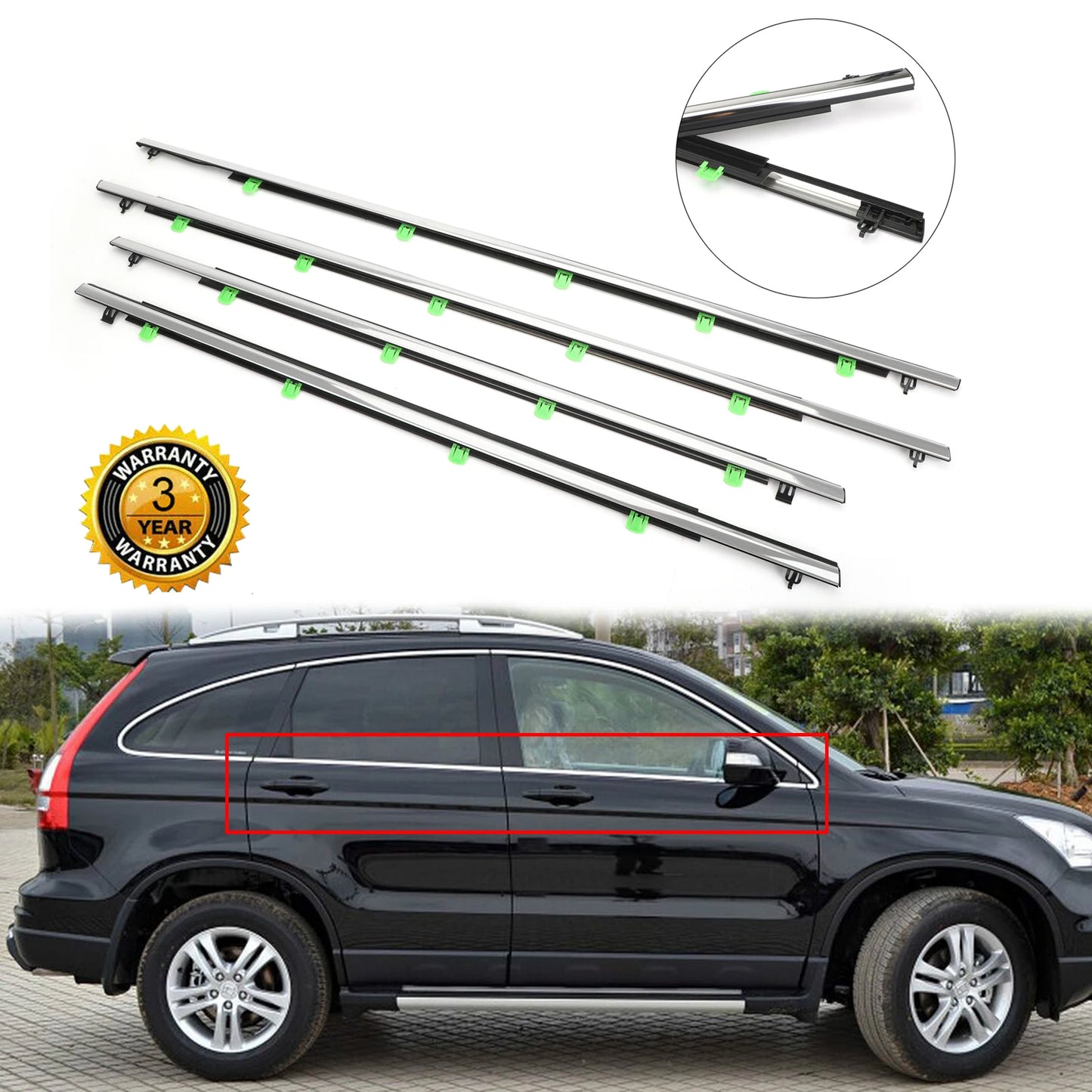 Artudatech 4x Car Window Moulding Trim Weatherstrips Seal Fits For Honda CR-V CRV 2007-2011