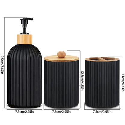 Bathroom Countertop Container Hand Soap Dispenser Cotton Ball Storage Box Toothbrush Holder Home Decoration Organizer - Urbizia