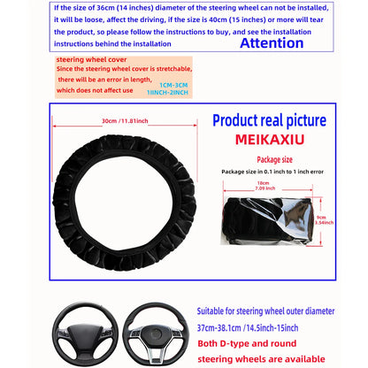 The soft short-fur plush pressed flower car inner-free steering wheel cover is suitable for 14.5 - 15-inch car interior accessor