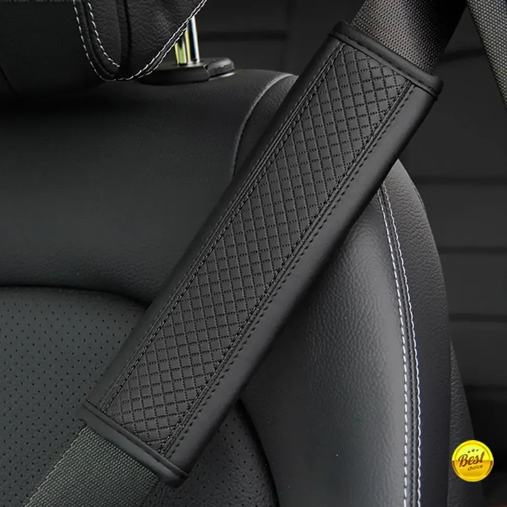 1PCS PU Leather Embossed Car Seat Belt Shoulder Cover Decompression Comfort Car Accessories Safety Belt Protective Cover - Urbizia