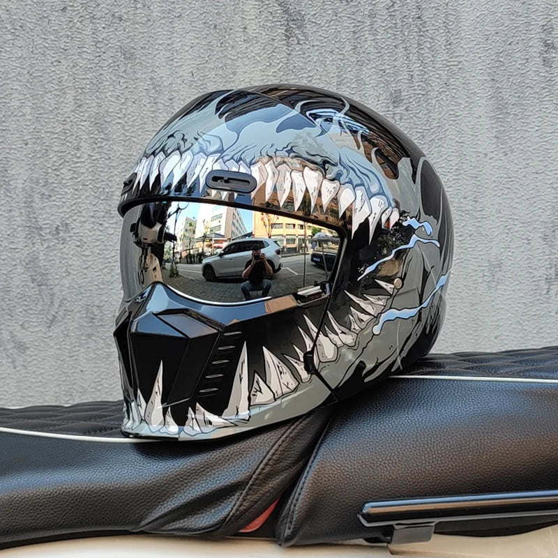 ORZ motorcycle retro helmet cruise men's and women's combination full helmet scorpion helmet reserved Bluetooth headphone slot